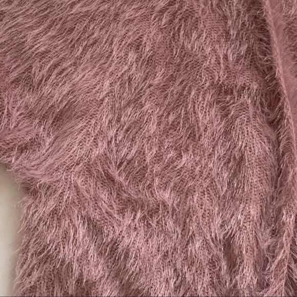 Another Reason Cardigan Sweater Mauve Teddy Bear Fuzzy Soft Open Front Small - Picture 13 of 14